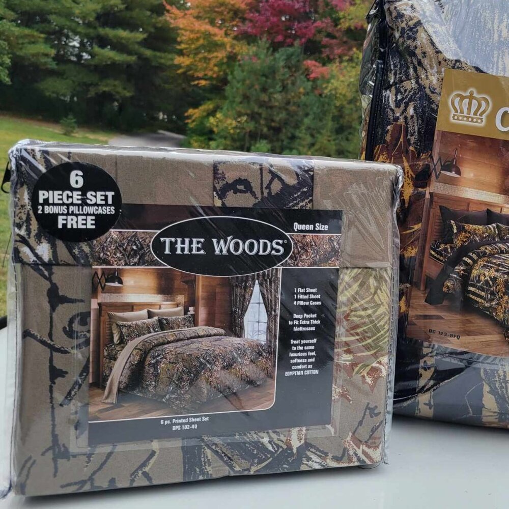 Regal Comfort The Woods Natural Green Brown Camo Sheet Set Microfiber